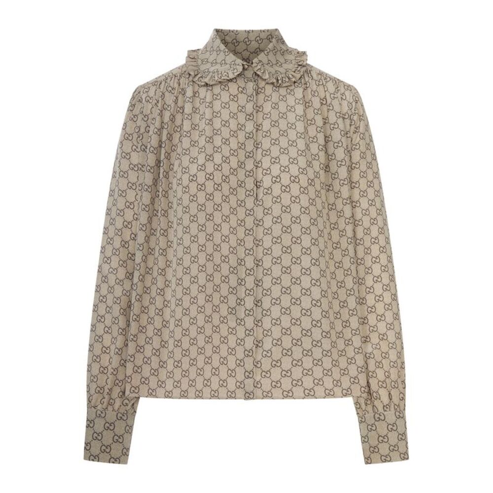 Gucci Women Printed Shirt In Silk Crêpe De Chine